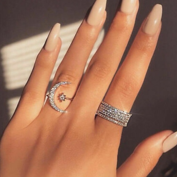 ❤️gorgeous gold crescent moon&star ring - Picture 5 of 6